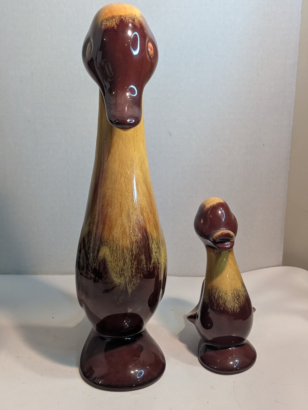Vintage Blue Mountain Pottery Duck & Duckling Canada Glaze Yellow Brown